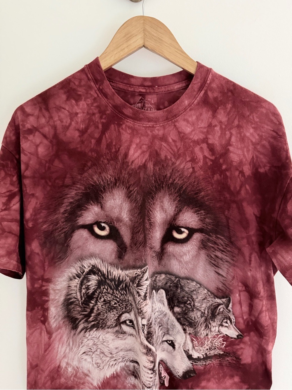 Y2K Wolf Graphic Tie Dye Tee The Mountain Naturecore Oversized - Picture 2 of 7